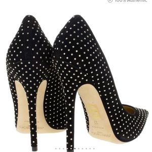 Jimmy Choo black suede Anouk pumps w silver studs